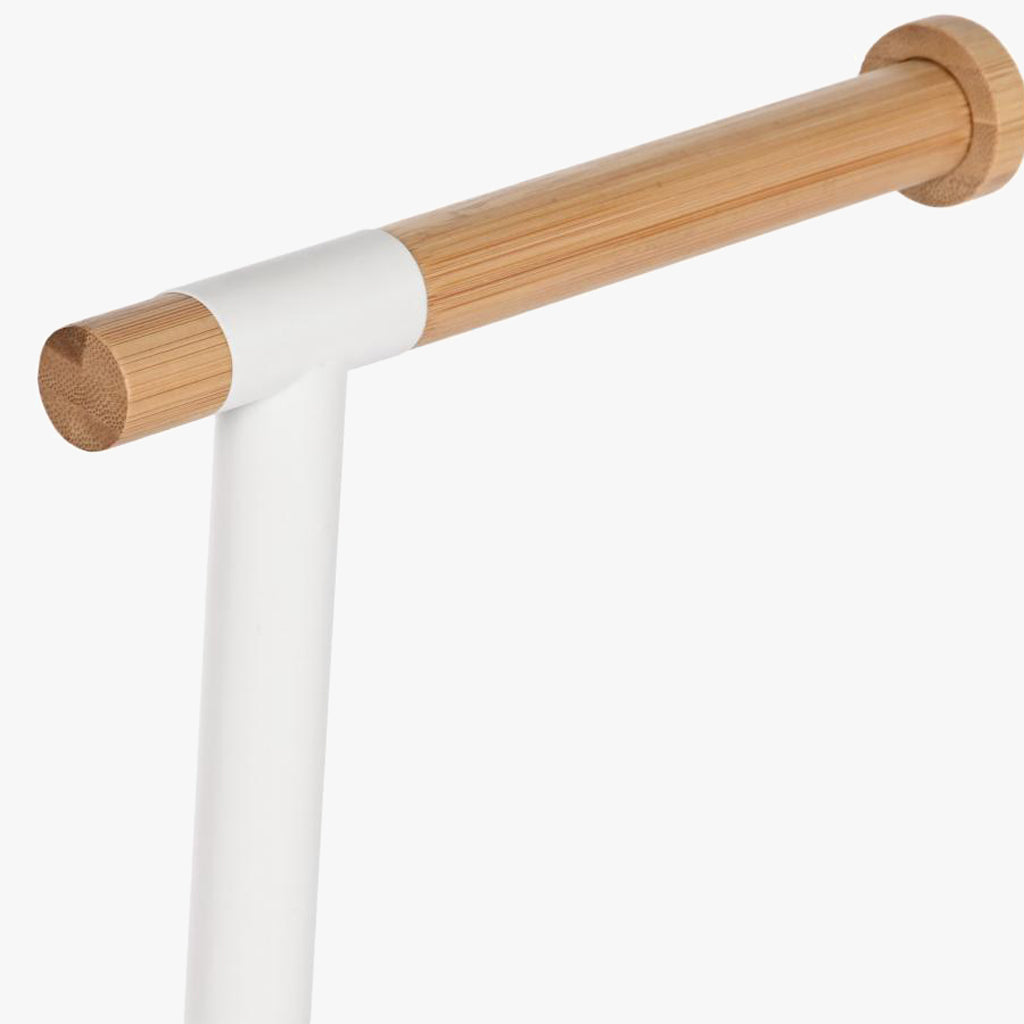 Support rouleau papier métal et bambou 22x16x68 TRANSPARENT