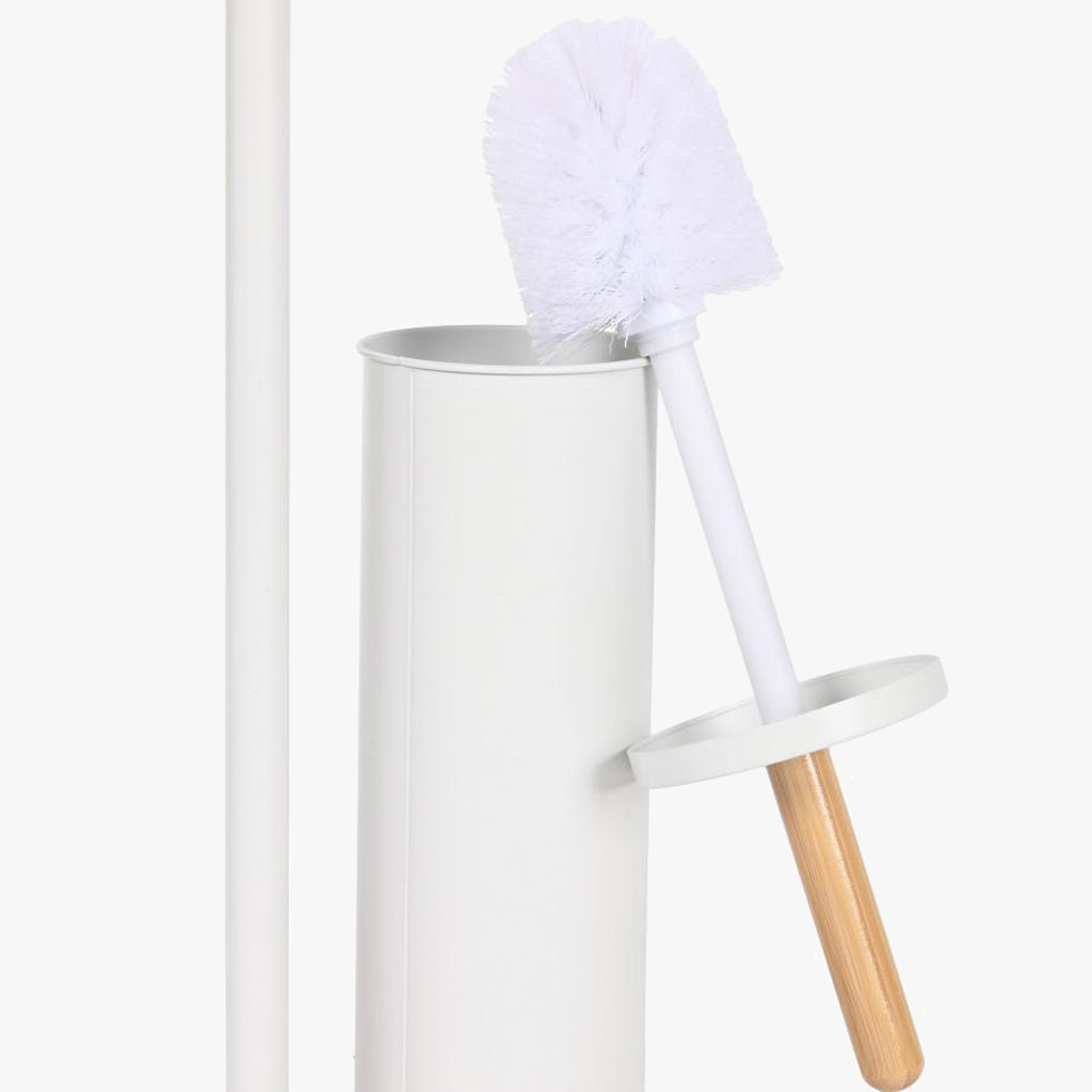 Support rouleau papier métal et bambou 22x16x68 TRANSPARENT