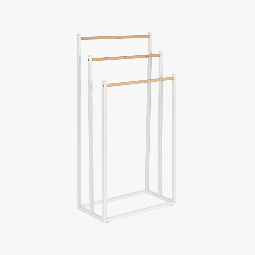 Toallero de Metal y Bambú 45x22x85 CLARO