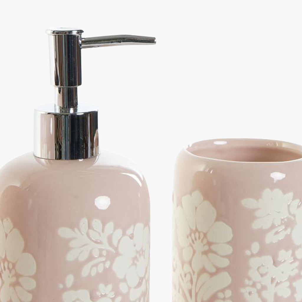 Set of 3 Pink Bath Pieces 8x8x17.5 ESSENZA