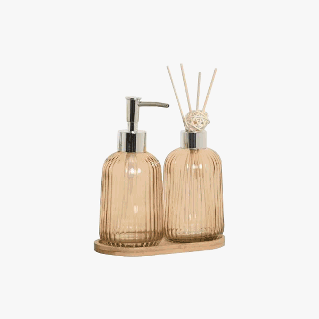 Set of 3 Bath Pieces Assorted Glass ESSENZA