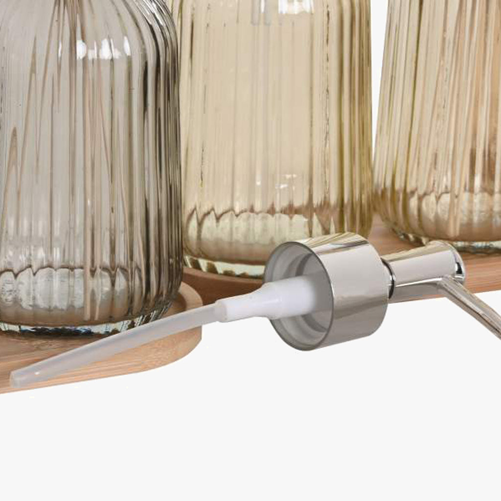 Set of 3 Bath Pieces Assorted Glass ESSENZA