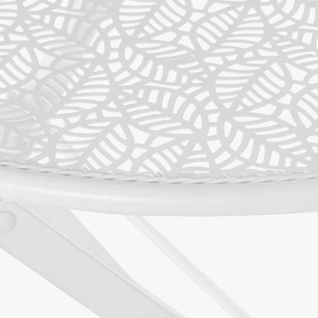 Conjunto de mesa y dos sillas de metal con hojas blancas REVIVAL