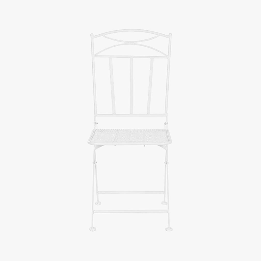 Conjunto de mesa y dos sillas de metal con hojas blancas REVIVAL