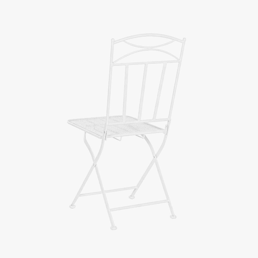 Conjunto de mesa y dos sillas de metal con hojas blancas REVIVAL