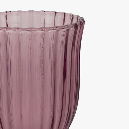 Vaso con pie bajo púrpura 18x8,5cm STRIPES