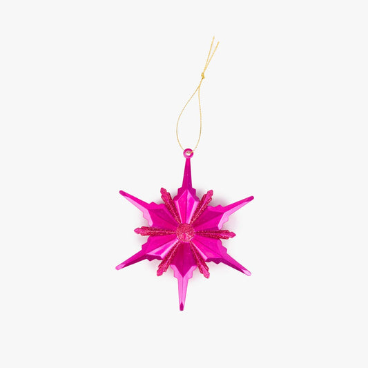 Pink star ornament 12cm NEW BRIGHT