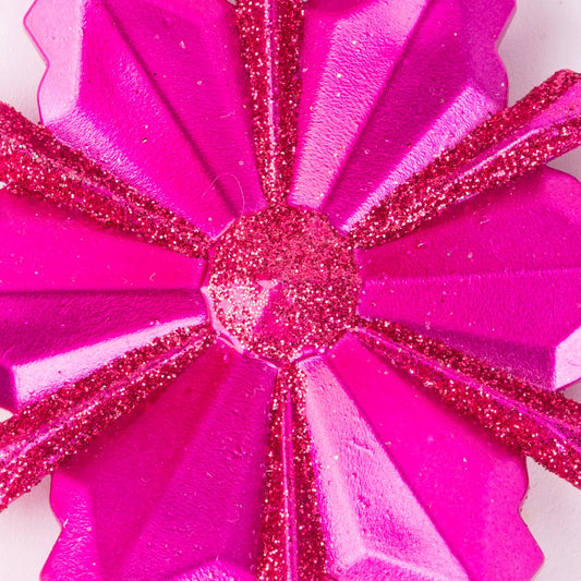 Pink star ornament 12cm NEW BRIGHT