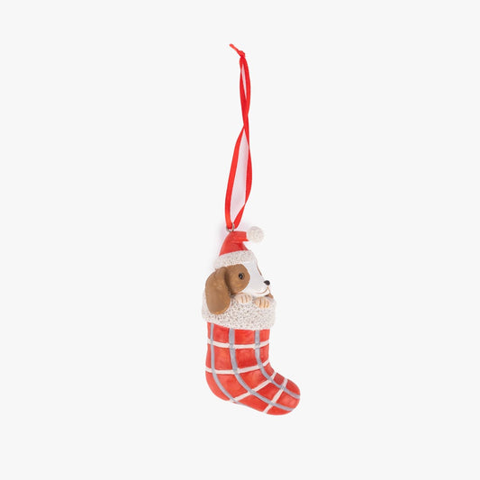 Adorno perro calcetín rojo 12cm COZY