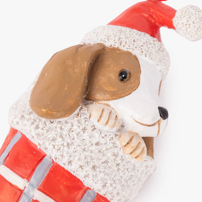 Enfeite de Natal de Cão e Meia Vermelho COZY