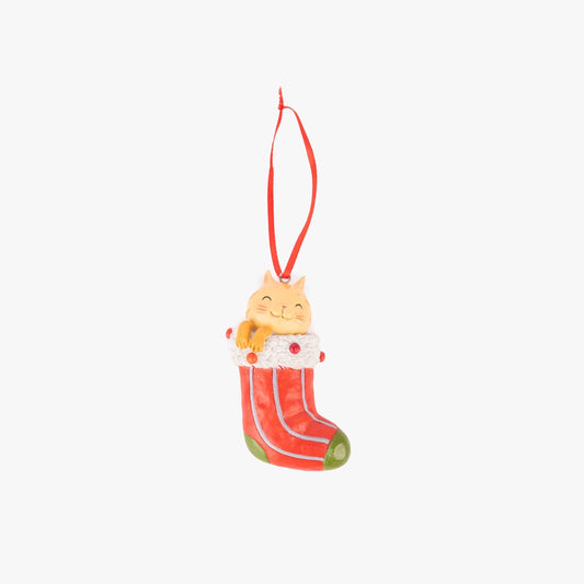 Adorno gato media naranja 12cm COZY