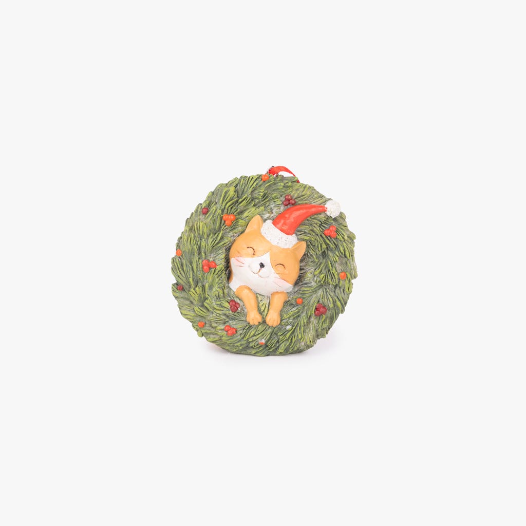 Couronne de Noël ornement chat 9cm COZY