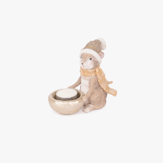 Enfeite de Natal de Esquilo com Taça Bege COZY