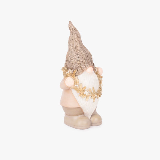 Gnome avec couronne LED beige 26cm NEW BRIGHT