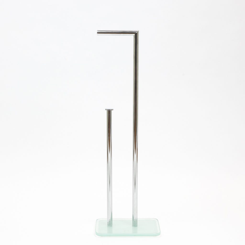 Toilet Roll Holder with Extra Glass White