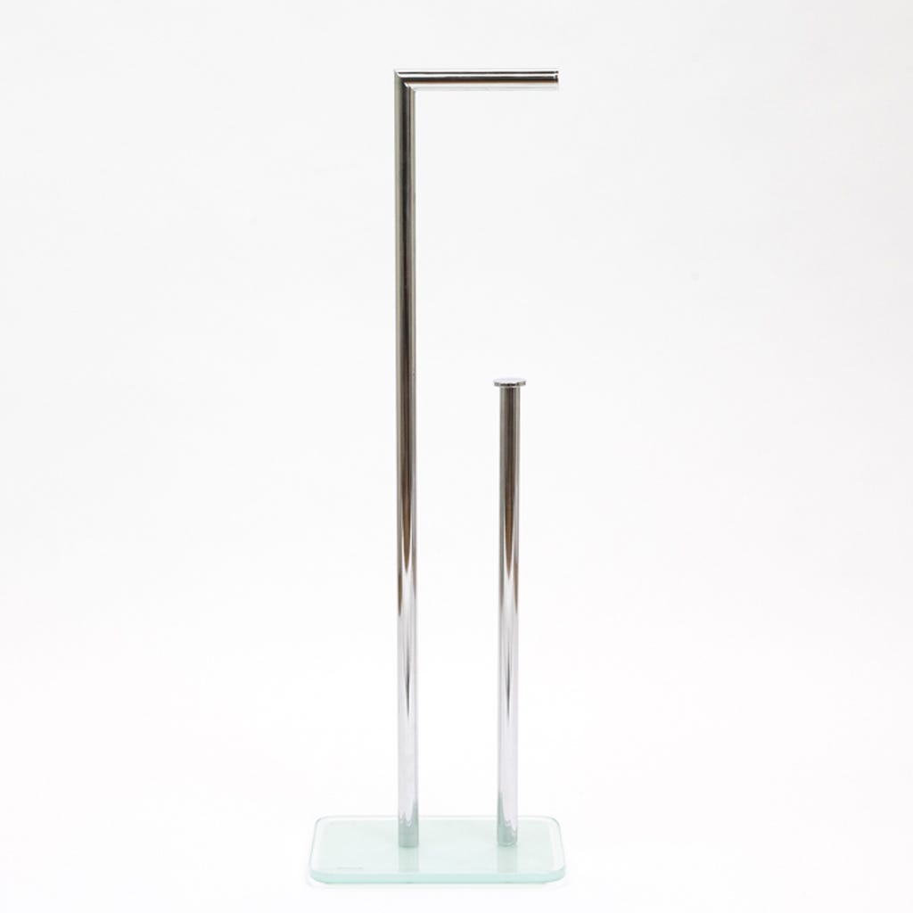 Toilet Roll Holder with Extra Glass White