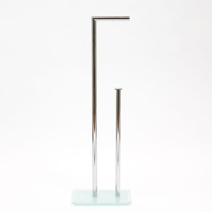 Toilet Roll Holder with Extra Glass White