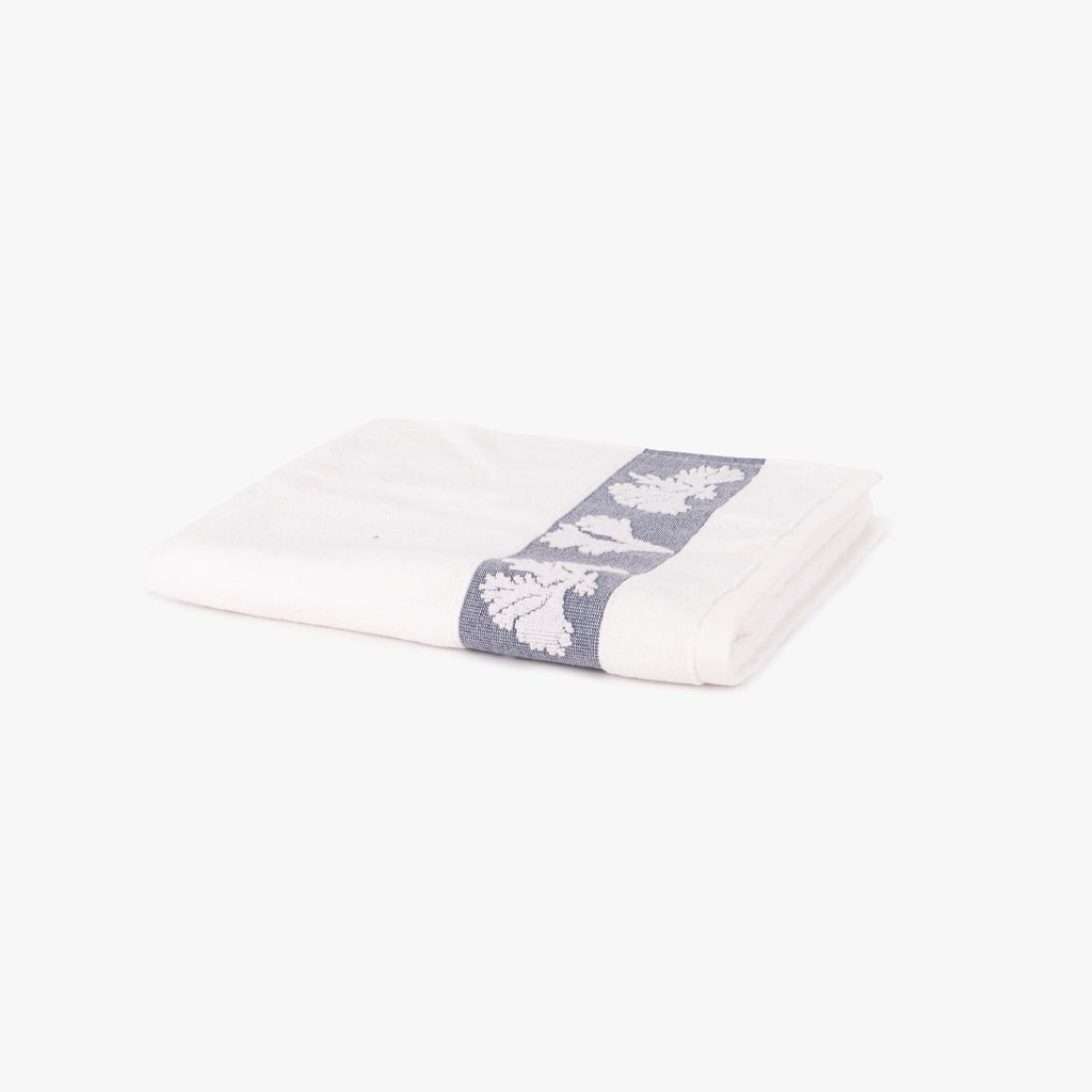 Toalha de Banho de Rosto Algodão Algas em Azul e Branco CORAL