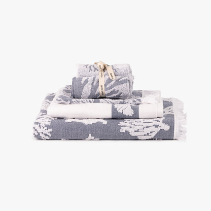 Serviette de mains coton algues bleues 50x90cm CORAL