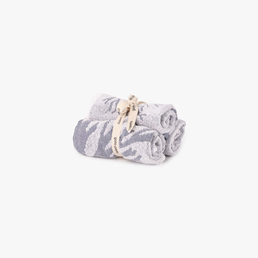 Conjunto Toalhetes de Banho Algodão Algas em Azul e Branco CORAL