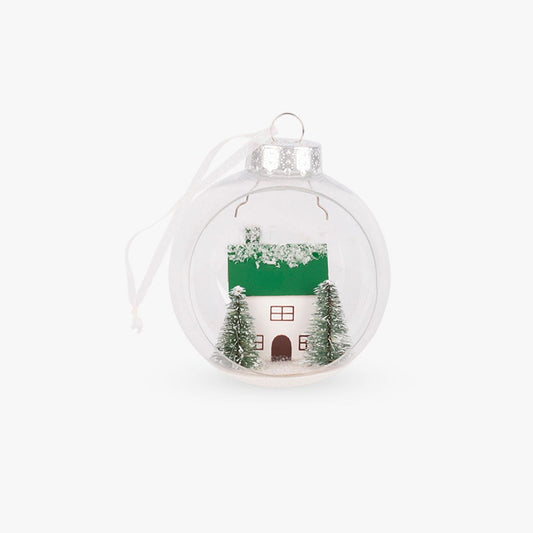 Adorno de Navidad Bola Casa con Árbol 11 cm CRAFT