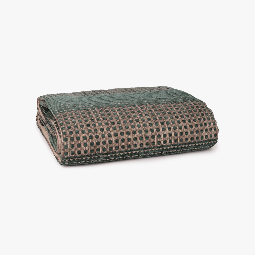 Edredão Chenile Verde 240x260 Coleção INDIE | Gato Preto