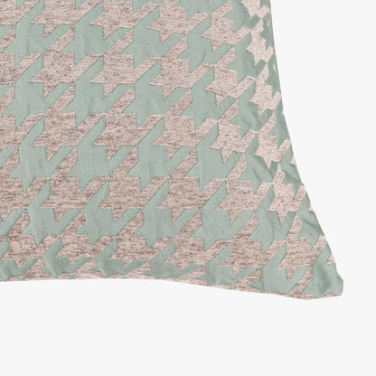 Housse de coussin pied-de-poule vert 50x50cm HERITAGE