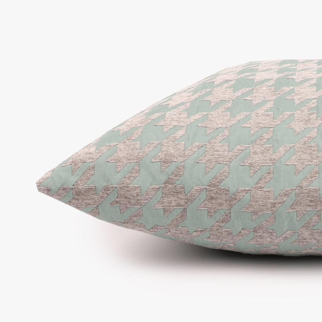 Housse de coussin pied-de-poule vert 50x50cm HERITAGE