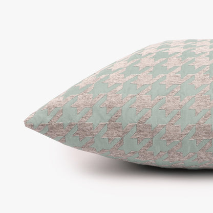 Housse de coussin pied-de-poule vert 50x50cm HERITAGE