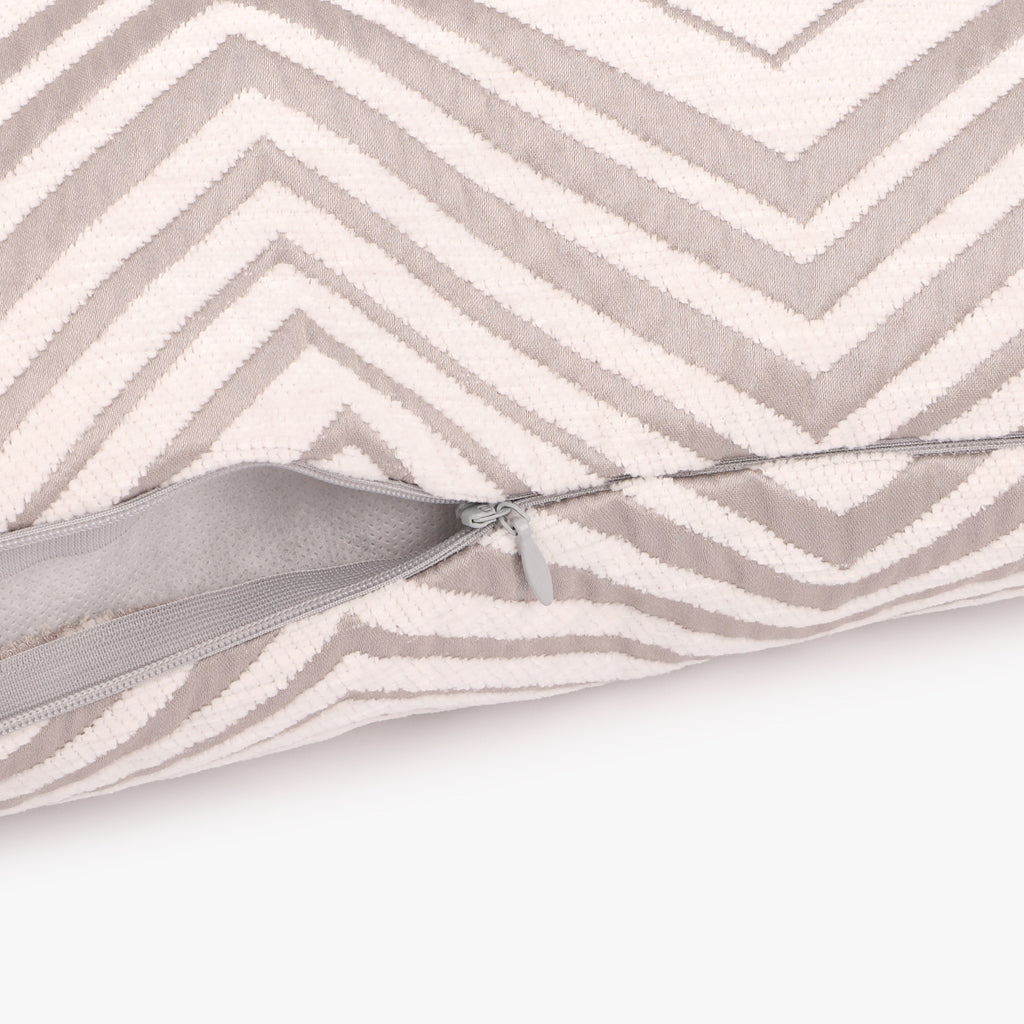 Housse de coussin zigzag blanc 30x50cm HERITAGE