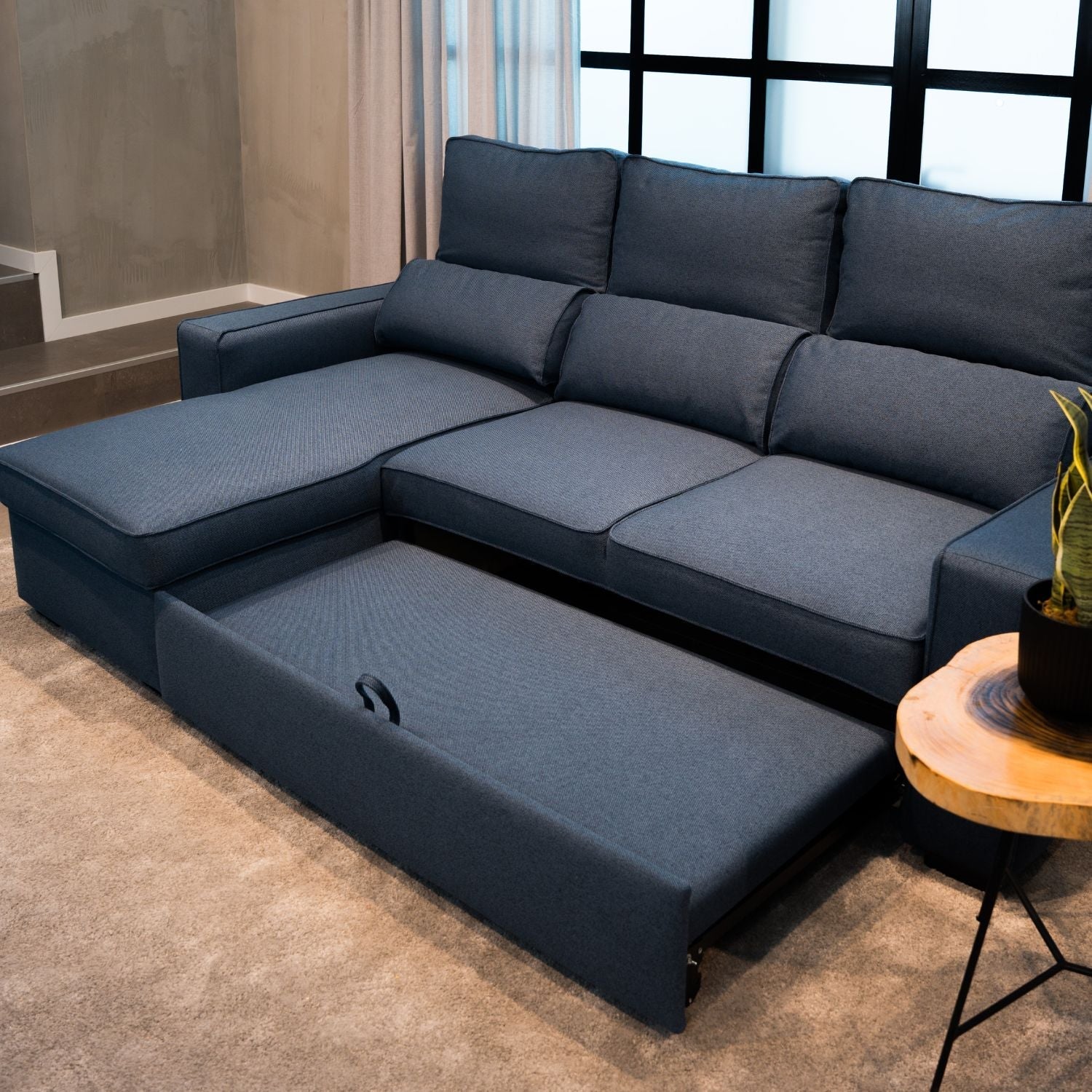 Sofá - Cama 4 Lugares com Chaise Longue Reversível e Arrumação - HarperC1536BFSRG8220_C24
