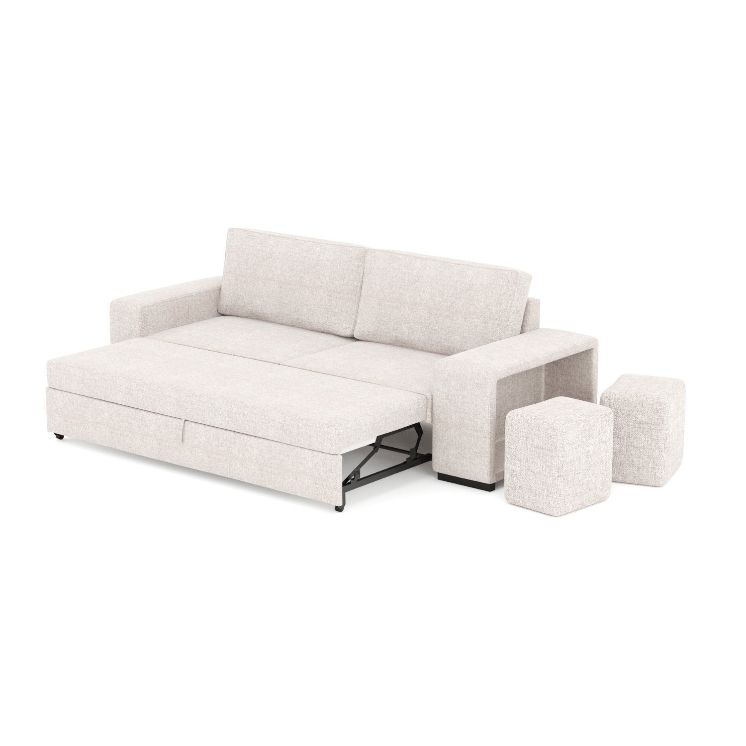 Sofá - Cama 3 Lugares + 2 Puffs - AveryS9903CSRG8242_C24