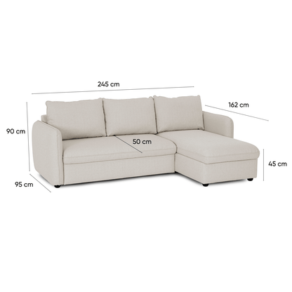 Sofá - Cama 4 Lugares - Sistema Easybed - Com Chaise Longue Reversível - VogueC1330BFSRG0442_C24