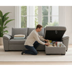 Sofá Cama com Chaise Longue Reversível e Arrumação PORTMAN