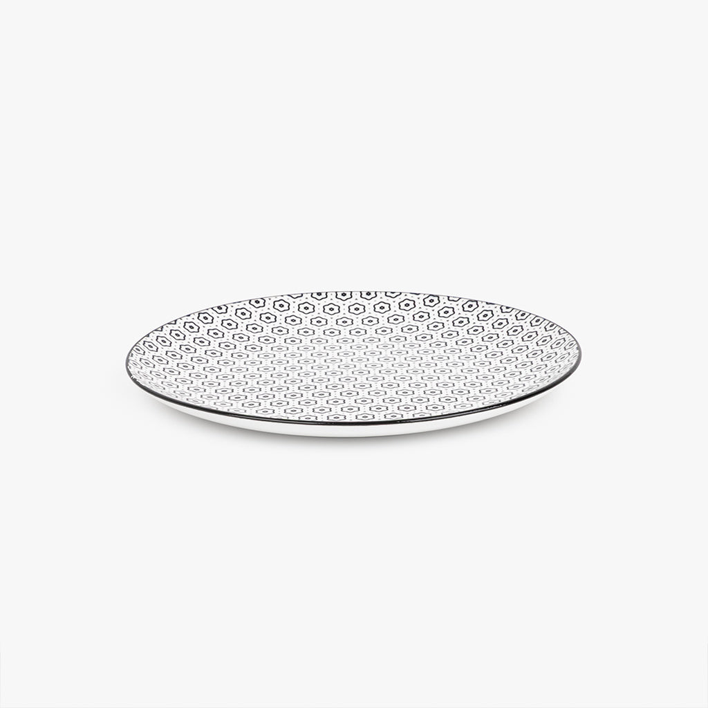 Assiette plate géométrique noire ASIA