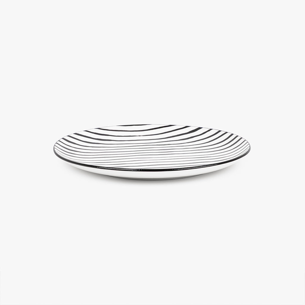 Assiette plate à rayures noires ASIA