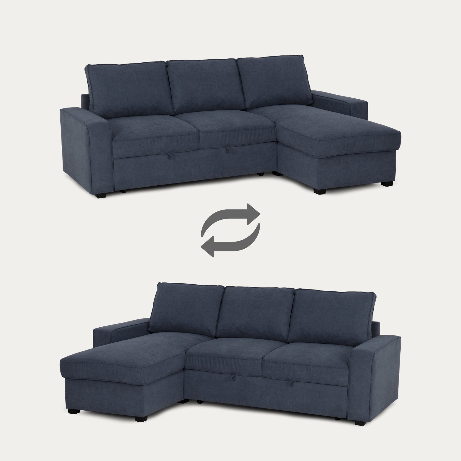 Sofá - Cama 3 Lugares com Chaise Longue - NinaC743BFSRG2721_C24