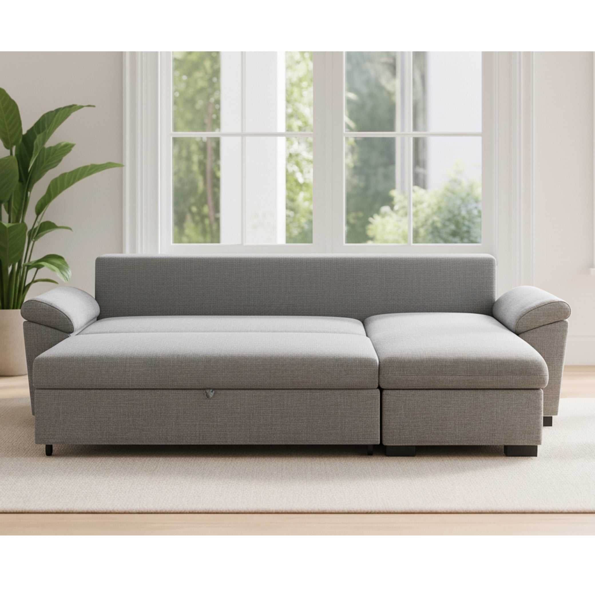 Sofa Bed with Reversible Chaise Longue and Storage PORTMAN