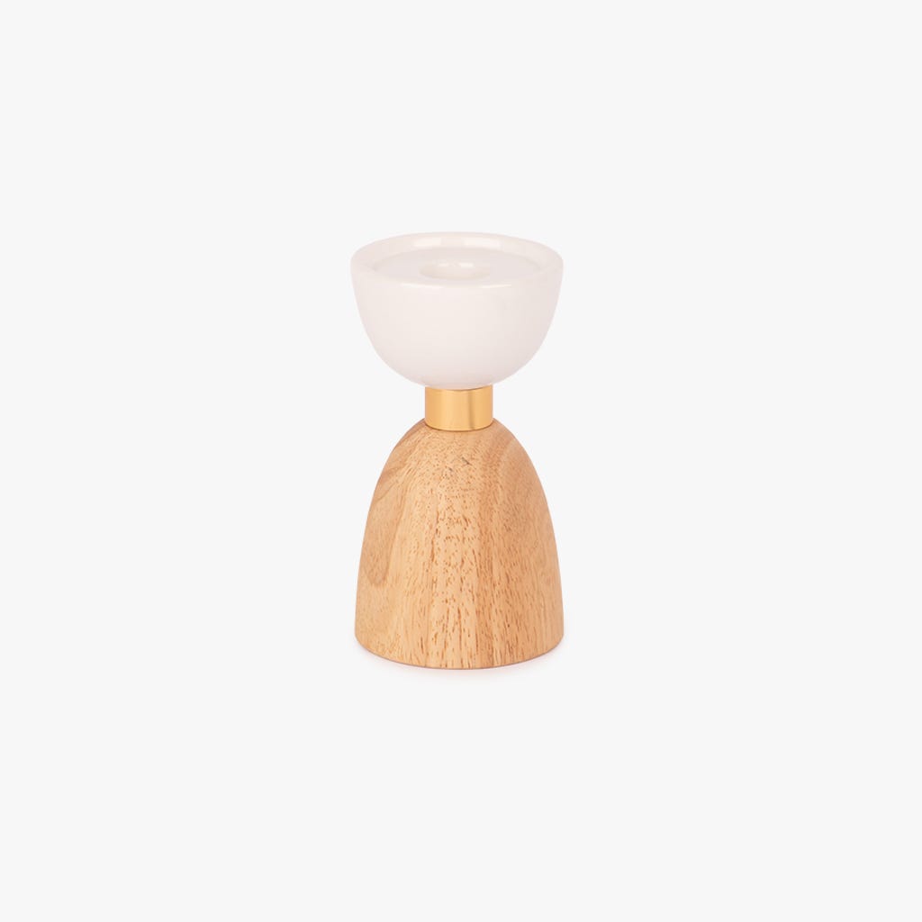 Bougeoir en bois blanc 14cm COZY