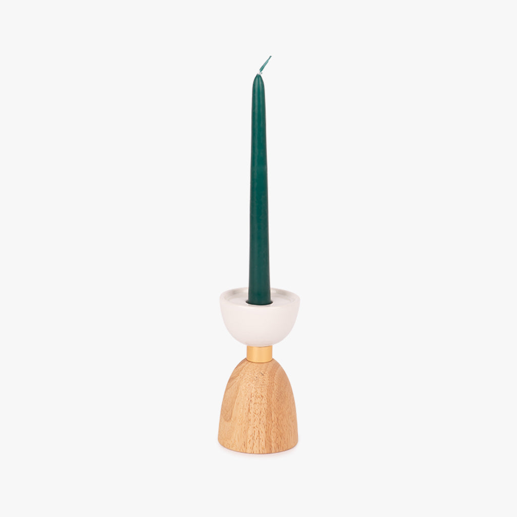Bougeoir en bois blanc 14cm COZY