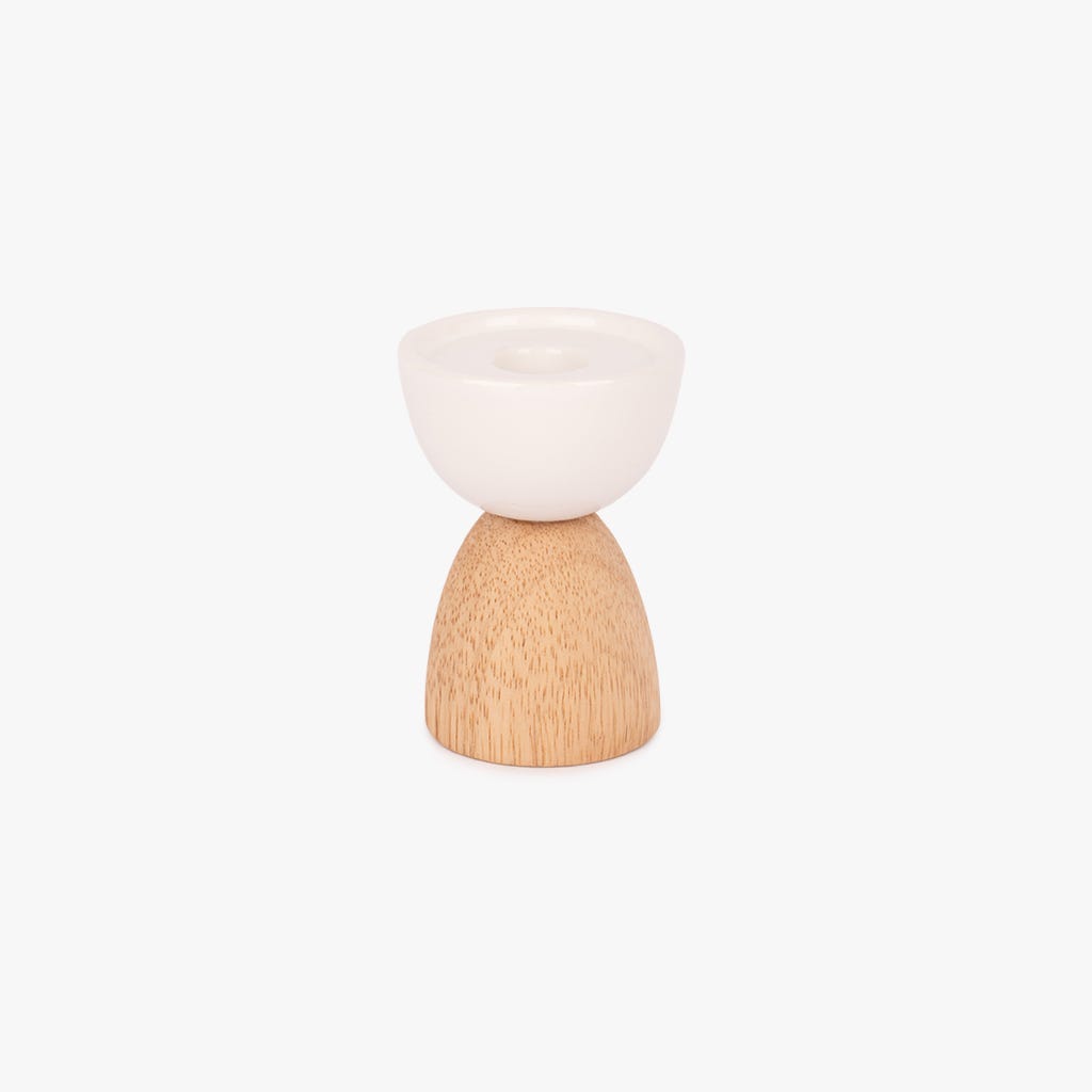 Bougeoir en bois blanc 11cm COZY