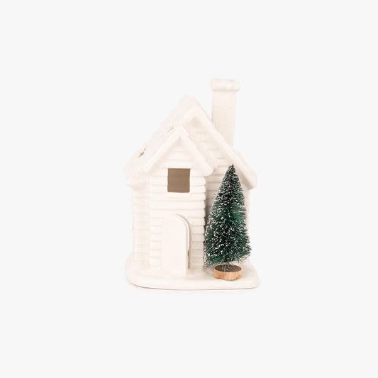 Casa blanca con árbol de velas 18cm NEW BRIGHT