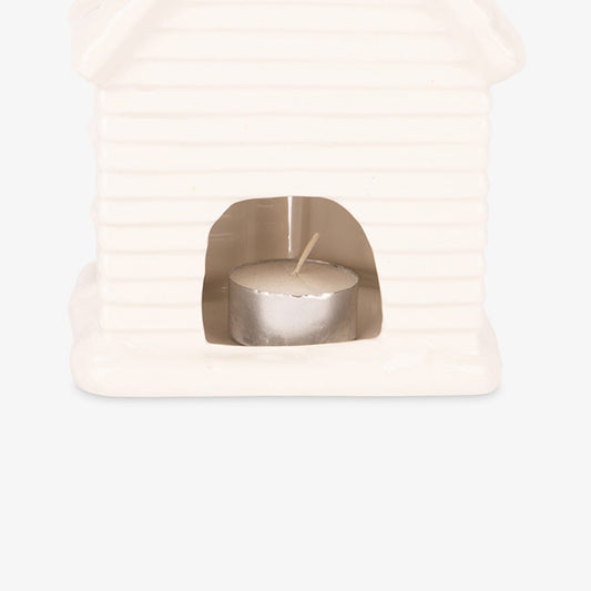 Casa blanca con árbol de velas 18cm NEW BRIGHT