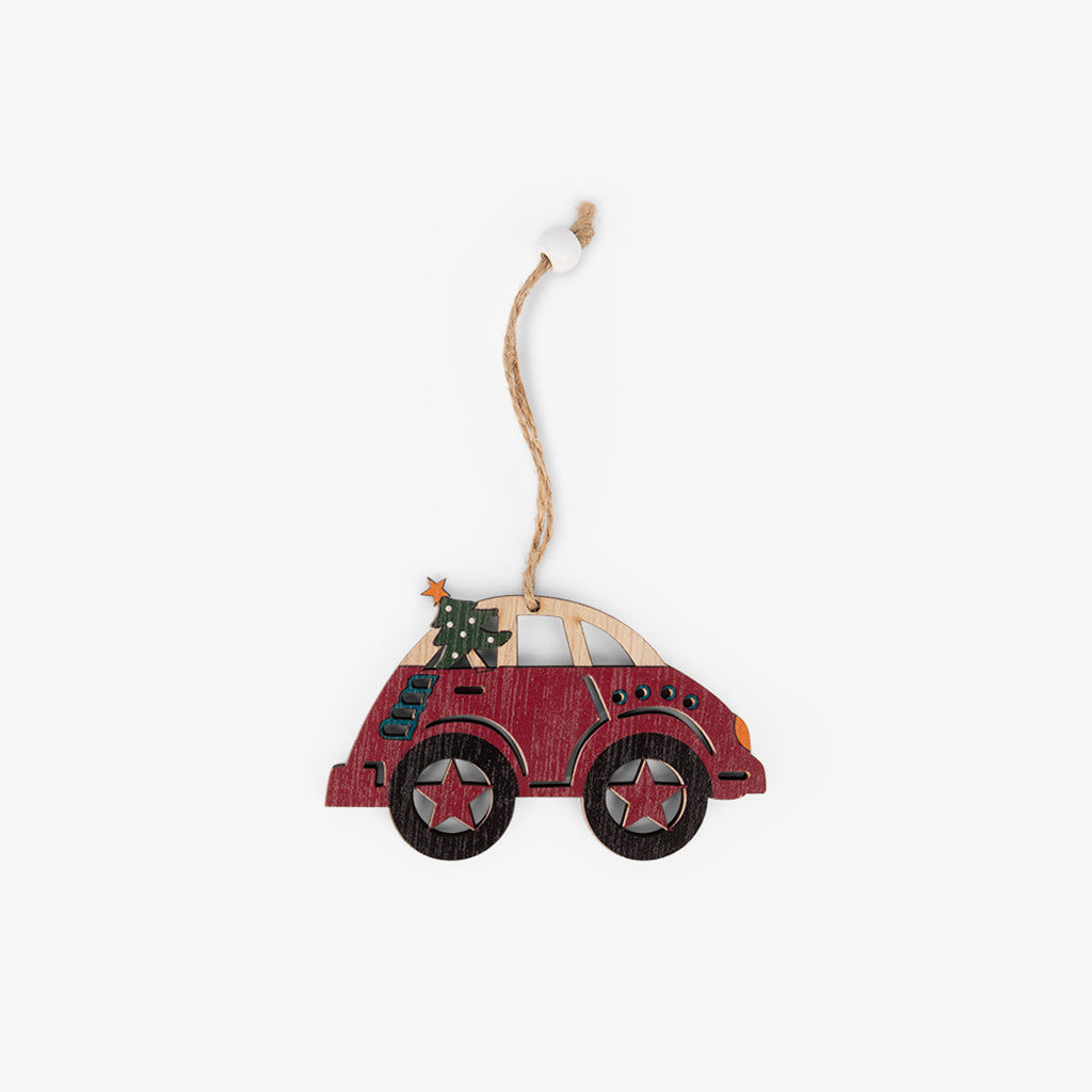 Décoration de Noël en forme de voiture en bois COZY