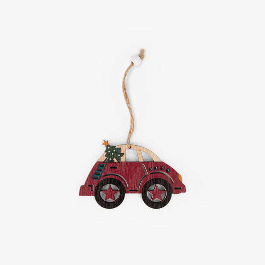 Décoration de Noël en forme de voiture en bois COZY