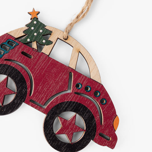 Décoration de Noël en forme de voiture en bois COZY