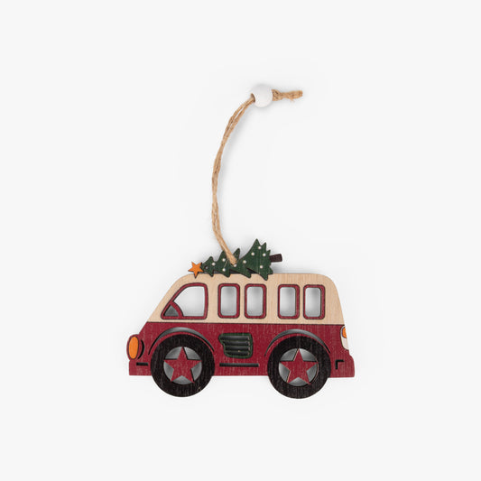 Ornement de Noël de fourgon en bois COZY