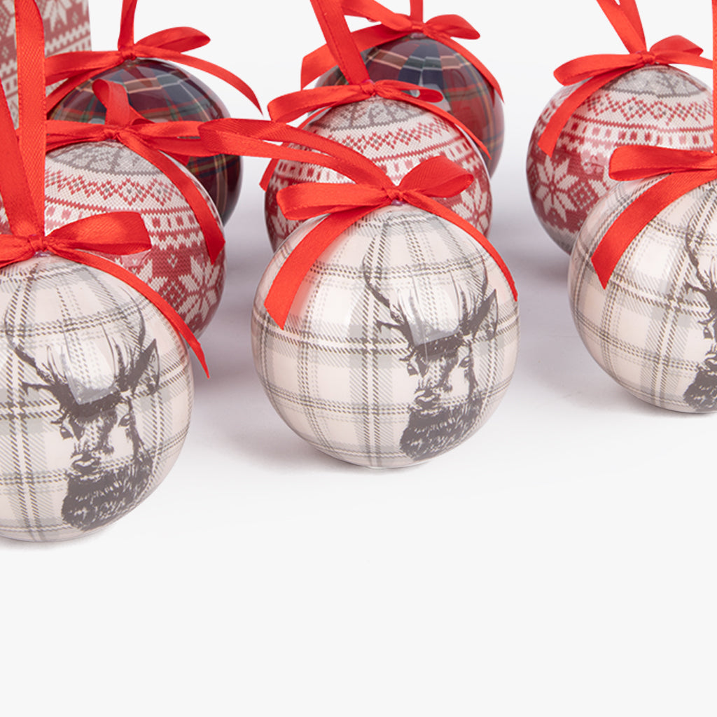 Boules de Noël rouges à carreaux (14 pièces)