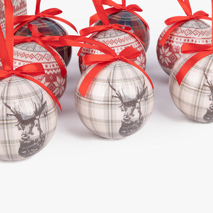 Boules de Noël rouges à carreaux (14 pièces)