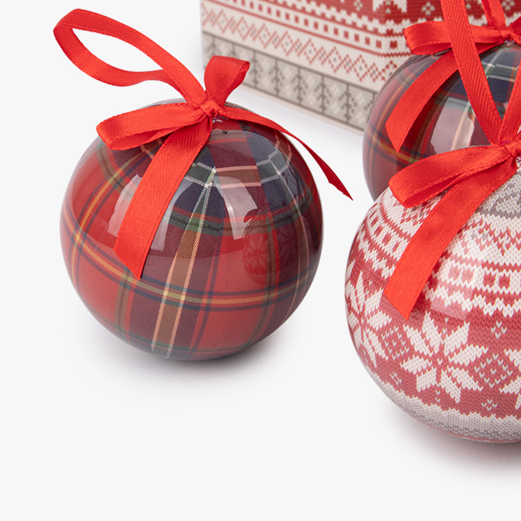 Boules de Noël rouges à carreaux (14 pièces)